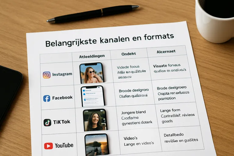 Belangrijkste kanalen en formats